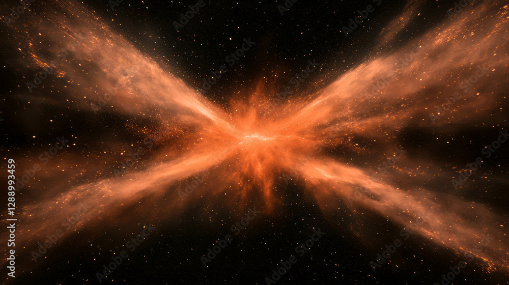 Poster Cosmic explosion and comet impact in deep space background
