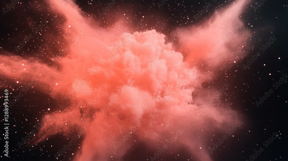 Poster Cosmic explosion with fiery comet impact in space