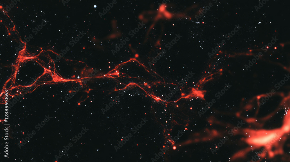 Poster cosmic dark matter with distorted light in deep space galaxy background