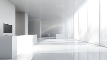 Empty studio room with wooden floor illuminated by sunlight. Minimalistic interior, free space for design