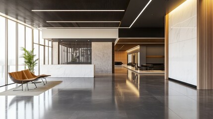 Modern and spacious showroom with exhibition of ceramic tiles 