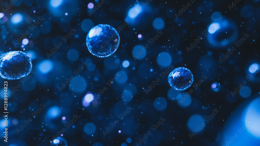 Aufkleber abstract background of drifting blue blueberries with dark bokeh effect for design