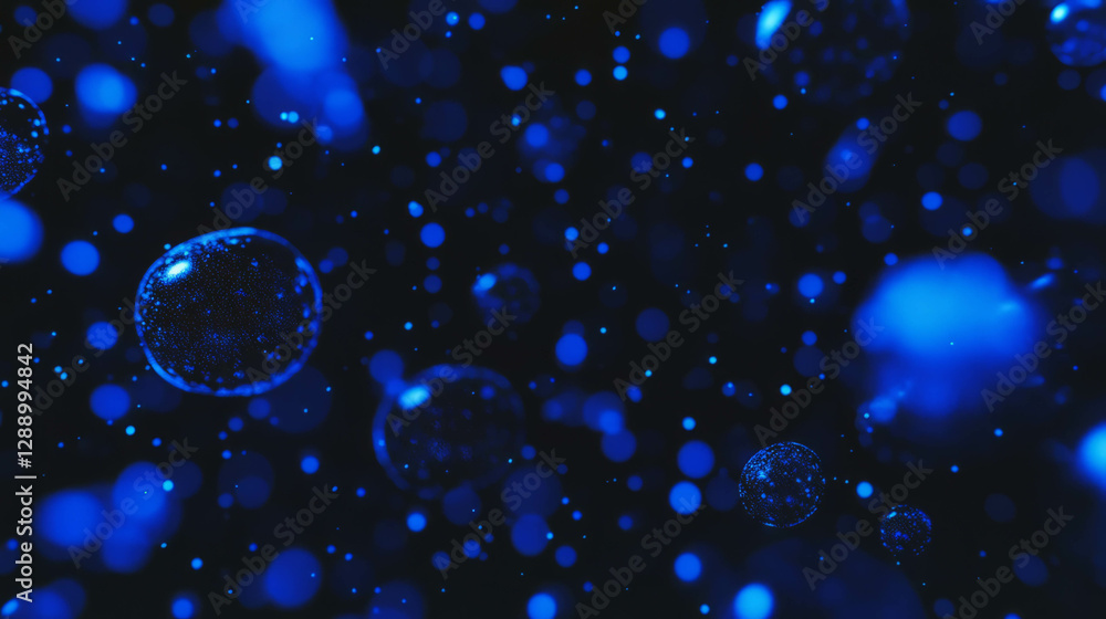 Poster Abstract blueberry-inspired background with floating bubbles design for creative use