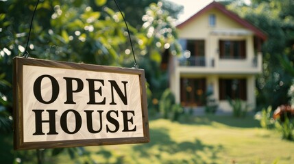 Obraz premium real estate offer with open house sign
