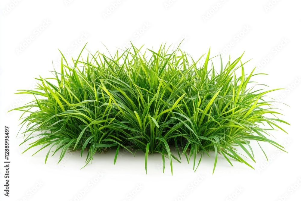 Poster a small bush of green grass on a white surface