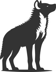 A hyena standing tall with its head raised, looking forward vector animal silhouette