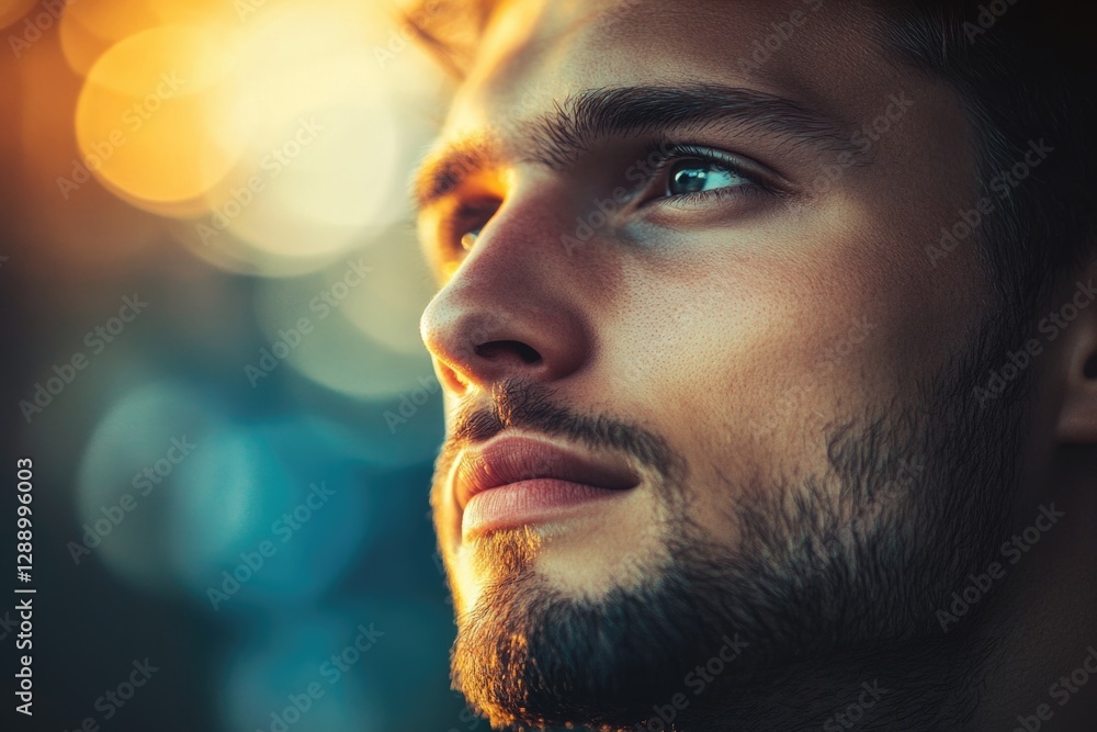 Fototapete a close-up portrait of a man with a beard, ideal for use in editorial or advertising contexts