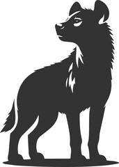 A hyena standing tall with its head raised, looking forward vector animal silhouette