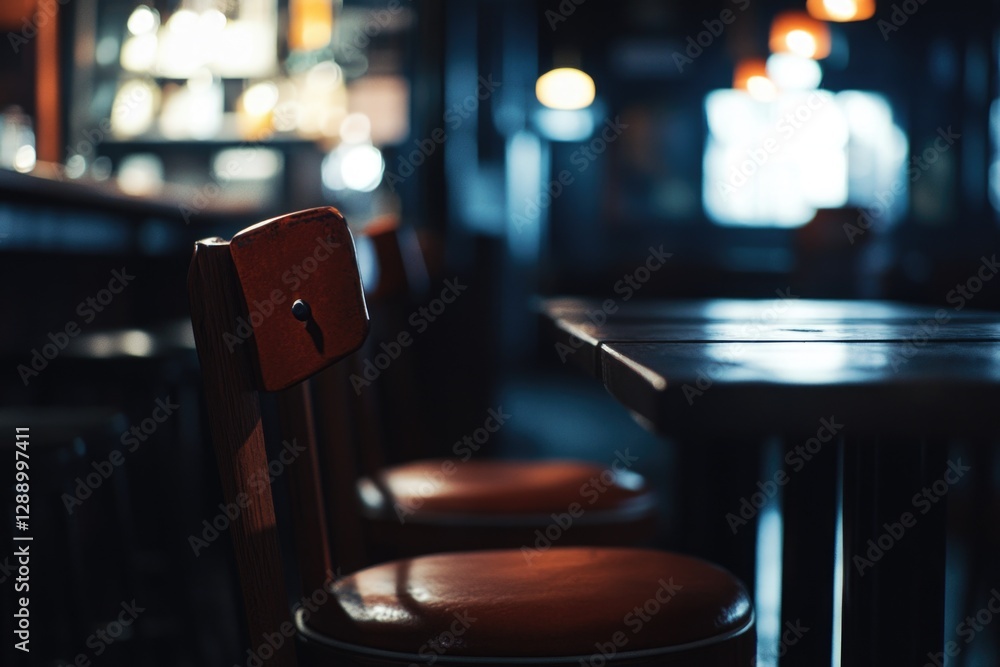 Poster row of wooden chairs arranged beside a table, perfect for various settings and uses