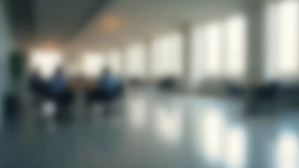 Obraz premium Blurry image of a room with people sitting in chairs