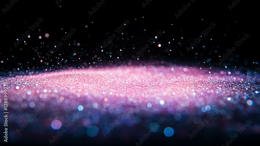 Poster elegant background of drifted glitter particles illuminated by soft light