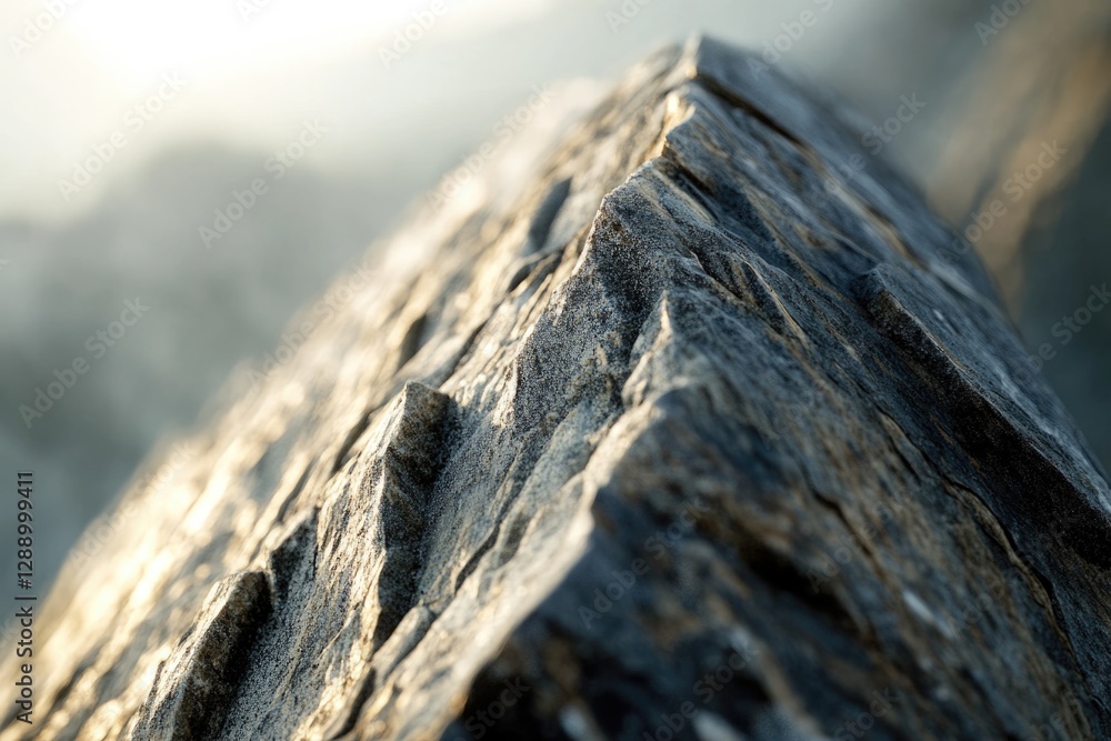 Poster A close-up view of a rocky outcropping with a vast, cloudy sky in the background