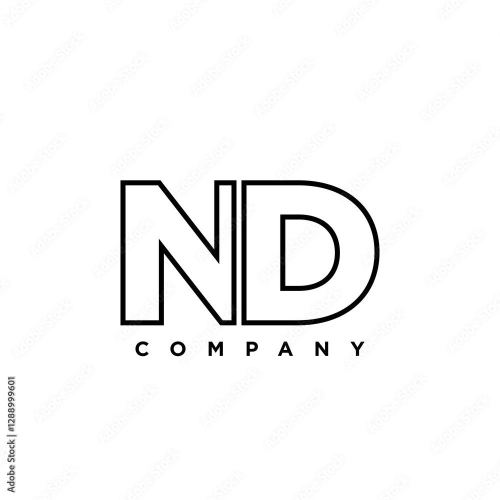 Poster letter n and d, nd logo design template. minimal monogram initial based logotype.