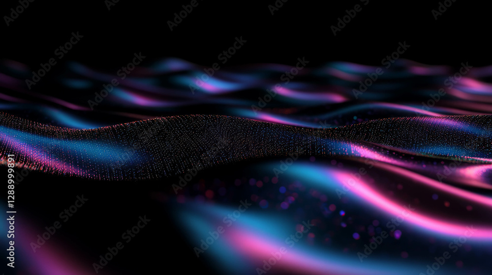 Poster Abstract background of glowing particles and waves for design and digital art