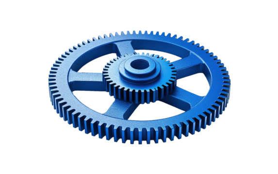 Blue gear wheel on transparent or white background,png