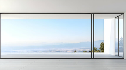 Modern Minimalist Room with Panoramic City View