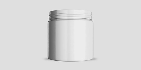 Opened white blank supplement jar mockup, front view
