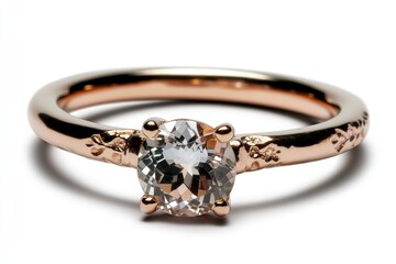 Elegant rose gold ring featuring sparkling central gemstone surr