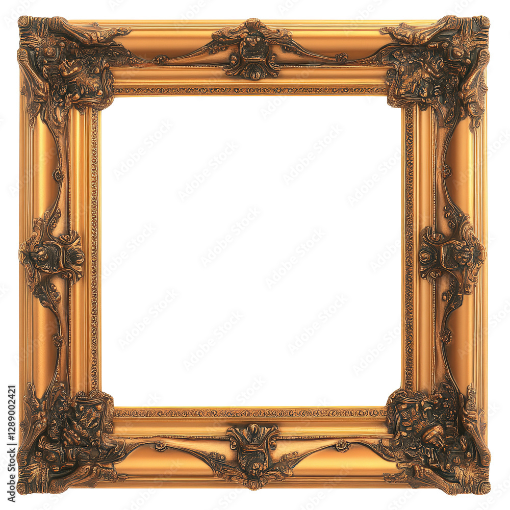 Poster gold frame on black background with unique identifier dc0d0571-c8f5-4dab-bff5-e1d7c2021f36 isolated 