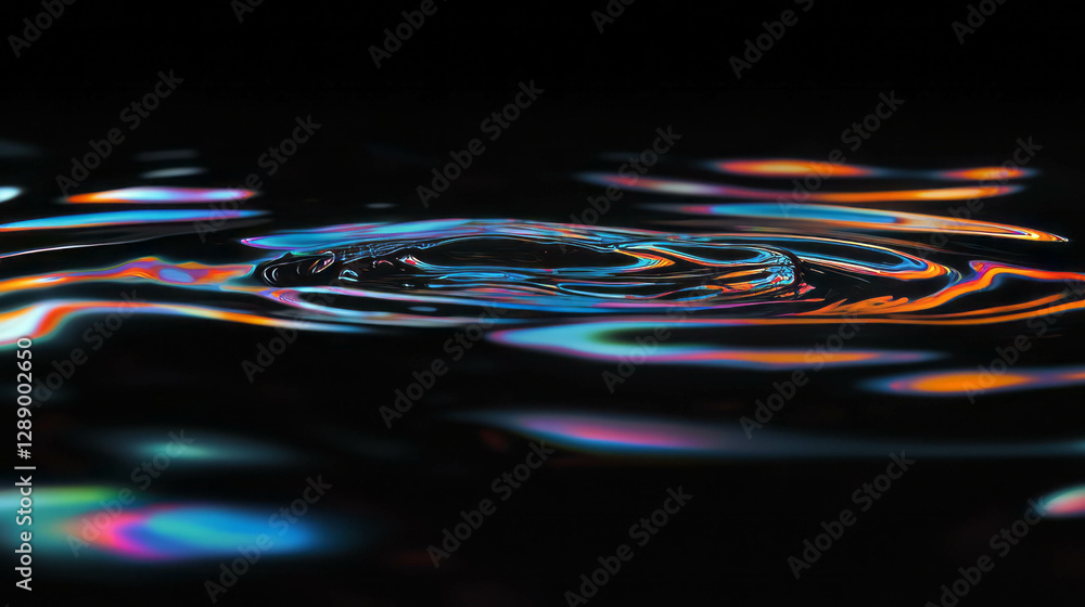 Poster mesmerizing liquid drops with vibrant colors on dark background for modern design