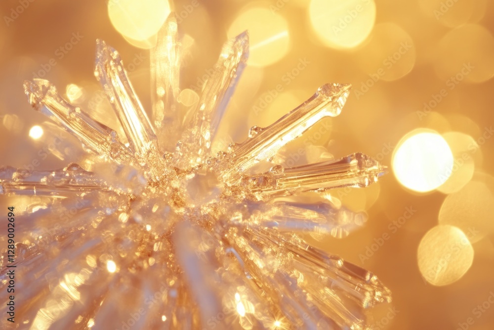 Poster Close-up shot of a single snowflake on a blurred background