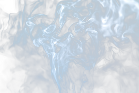 Abstract swirling blue smoke on Transparent  background.