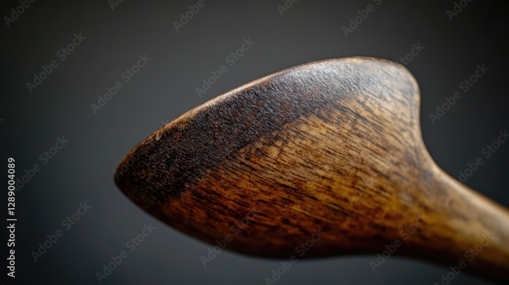 Aufkleber a close-up shot of a wooden spoon on a table, ideal for use in recipes, cooking tutorials or interio
