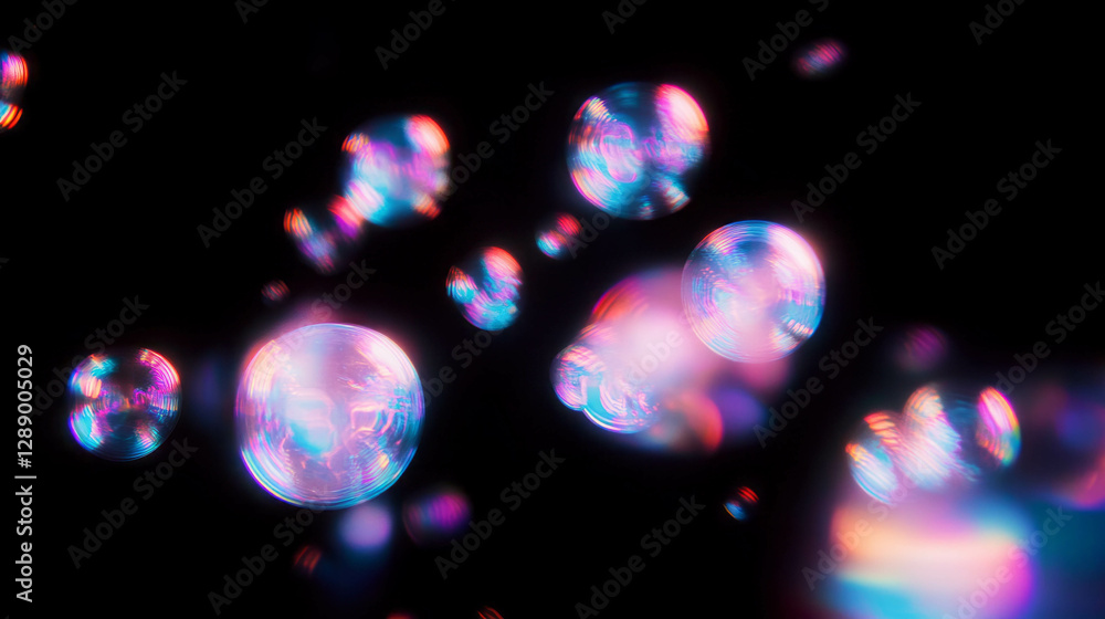 Poster Ethereal background with drifting light orbs and soft glow for modern design