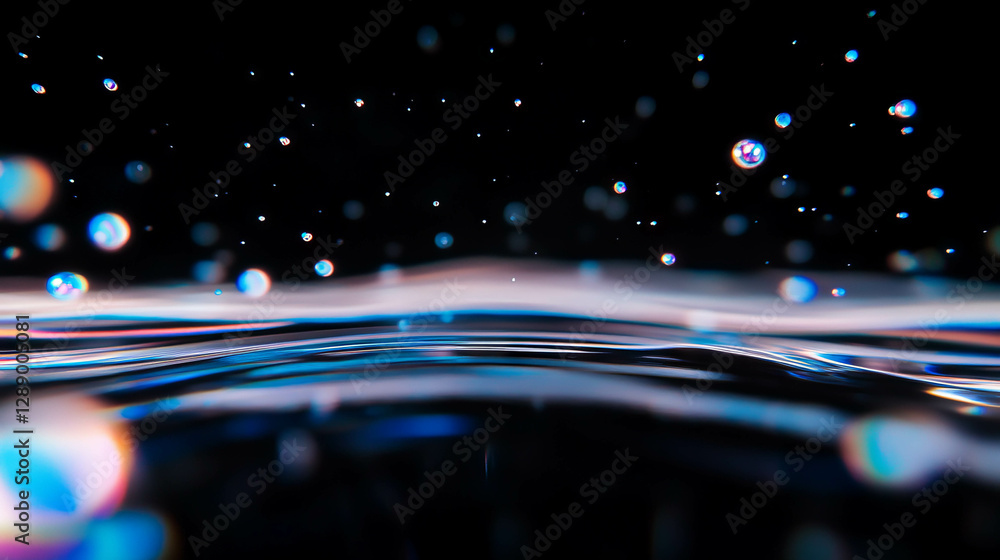 Poster abstract background of drifting light orbs and soft glowing waves for creative design