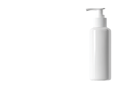Blank white plastic pump bottle on transparent or white background,png