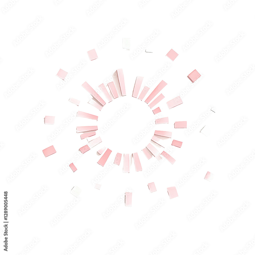 Poster circle composed of pink squares on a black background with a unique pattern design isolated on trans