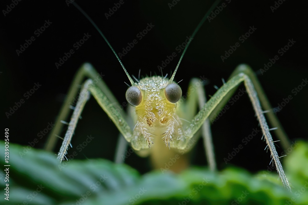 Poster a macro shot of a small insect on the surface of a leaf