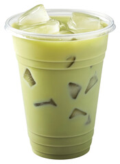 PNG Real green milk tea beverage plastic drink.