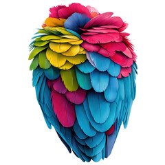 Fototapeta premium Brightly colored parrot feathers displaying a variety of vibrant hues and patterns on a natural background isolated on transparent background..