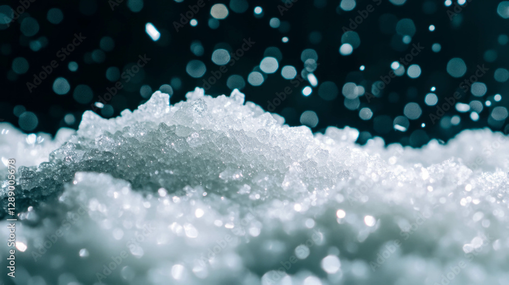 Poster sparkling sugar crystals drifting in a shimmering background for creative design