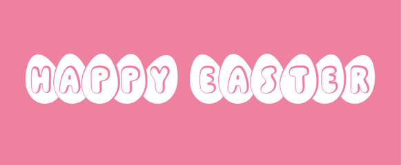 Pink vector happy easter day with eggs. Elegant, aesthetic, stylish easter background. Spring celebration Easter banner. Happy easter. Festive banner. Holidays, discounts, eggs