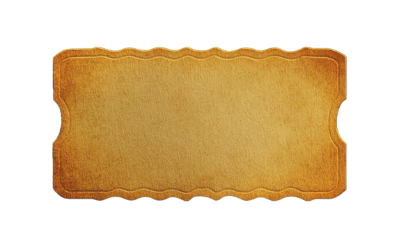 Blank golden ticket on transparent or white background,png