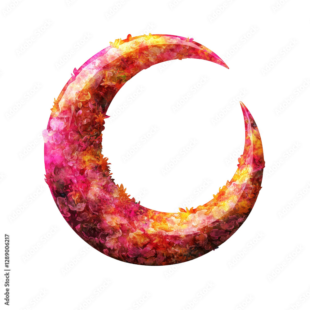 Poster colorful crescent shape on a black background with vibrant colors and smooth curves isolated on tran
