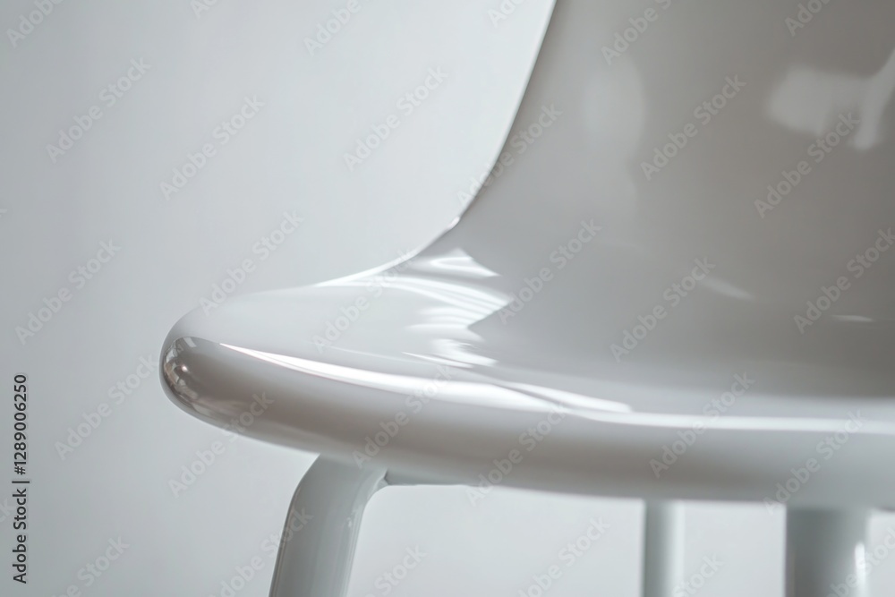 Poster A close-up view of a white plastic chair with a simple design and smooth surface