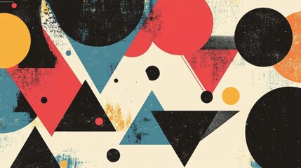 Fototapeta premium Retro poster with circles- triangles and dots in an abstract style