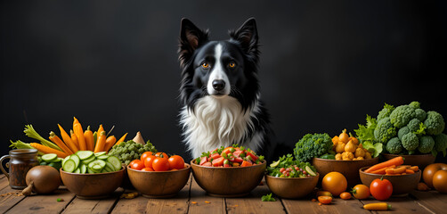Nutritious food options for dogs with humangrade nutrition for pet health. Fresh vegetables and other wholesome ingredients for animal health. Trend of providing high quality, healthy pet products