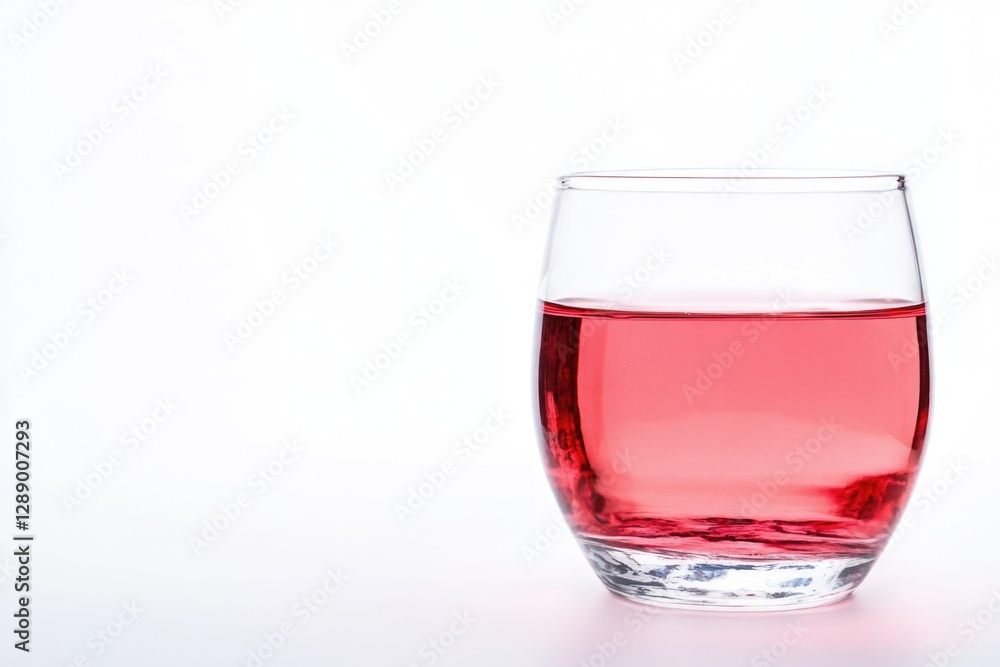 Poster a glass filled with pink liquid sitting on a table, perfect for use as a decorative element or in a 