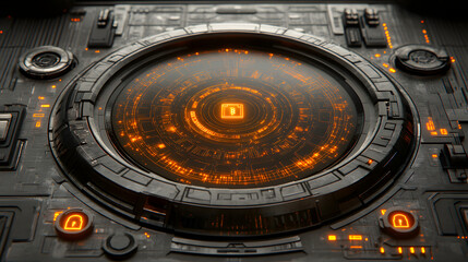 Futuristische Benutzeroberfl&auml;che mit leuchtenden digitalen Elementen  
