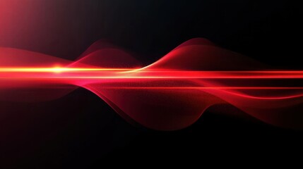 Red glowing light effect on black background.. Abstract horizontal gradient line with lens flare.
