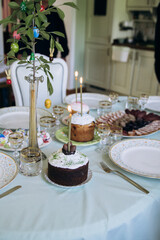 Festive delicious fresh baked Easter kulich buns.