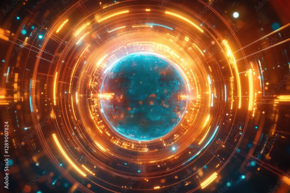 Poster Abstract representation of a blue and yellow circle with no specific context or meaning