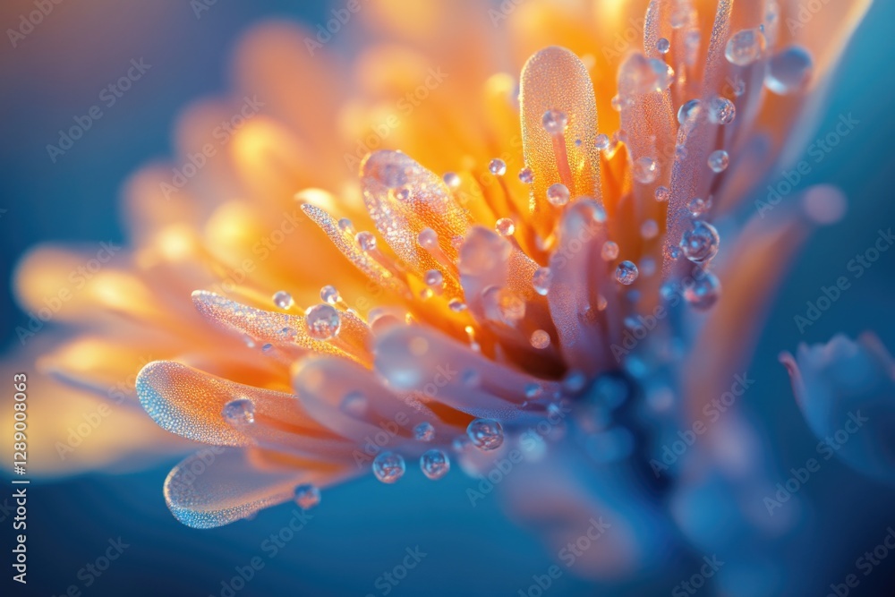 Poster a close-up shot of a flower with water droplets on its petals, great for using in designs related to