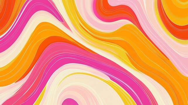 A vibrant 3D modern abstract illustration featuring colorful background with rainbow oil waves and dripples, designed as an LGBT Pride Lesbian pink symbol flag wallpaper.