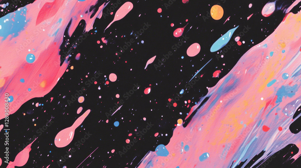 Poster vibrant abstract background with colorful paint splatters for artistic design