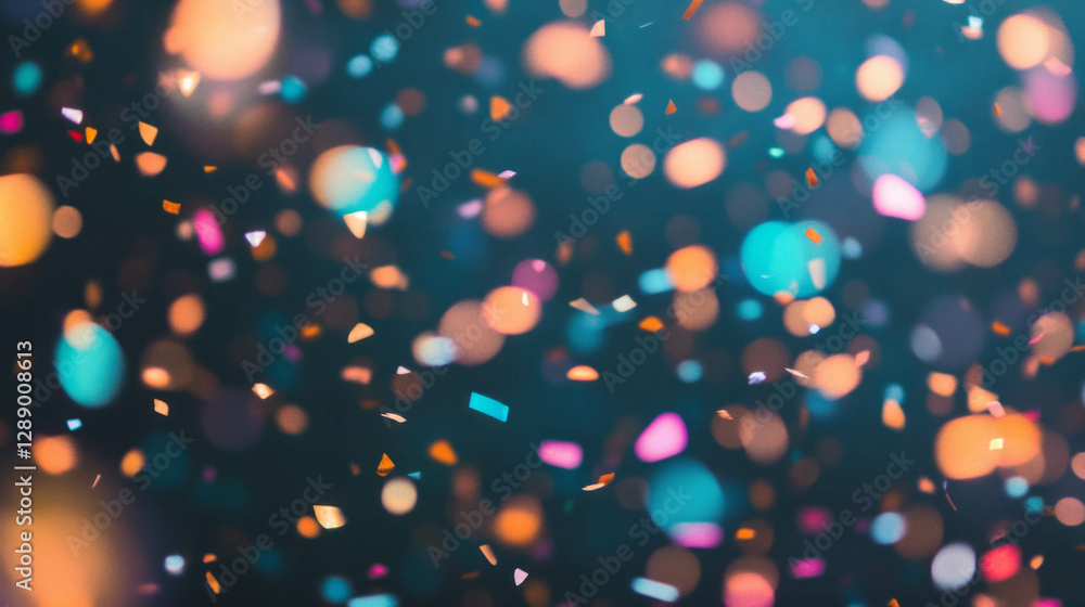 Poster celebration background with colorful falling confetti creating a festive gradient effect